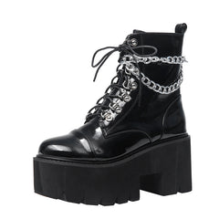 Gdgydh Patent Leather Gothic Black Boots