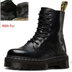 Women's Platform Flat Boots Chunky Motorcycle Boots For Women