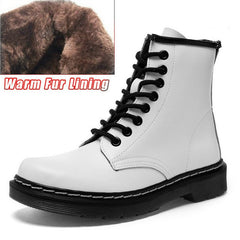 Soft Split Leather Women White Ankle Boots