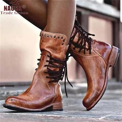 Women Leather Mid Calf Boots